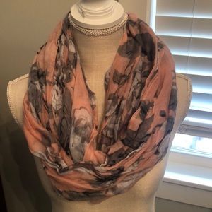 Pink and grey floral scarf